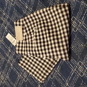 Kate Fit White & Navy Gingham Cropped Pants